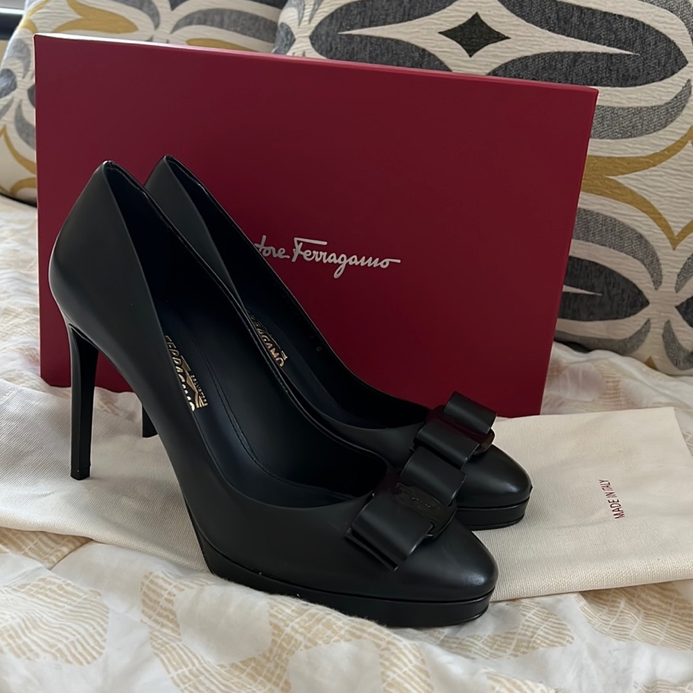 Salvatore Ferragamo Black Bow Pumps